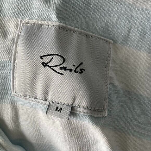 Rails Uli Tunic Lace Up Block Stripe Nautical Size Medium Lyocell Relaxed Fit - Picture 12 of 16